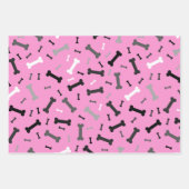 Zwart Wit Grijs Hond Botten Design Inpakpapier Vel (Voorkant 3)