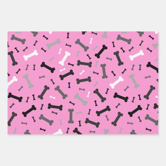 Zwart Wit Grijs Hond Botten Design Inpakpapier Vel (Voorkant 3)