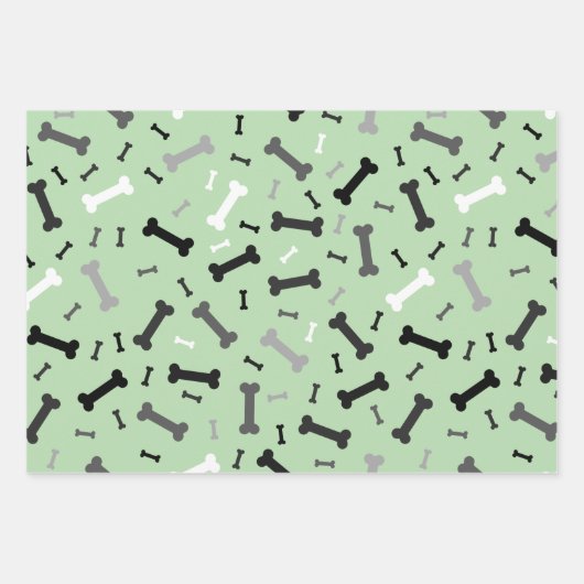 Zwart Wit Grijs Hond Botten Design Inpakpapier Vel (Voorkant 2)