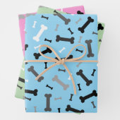 Zwart Wit Grijs Hond Botten Design Inpakpapier Vel (In situ)