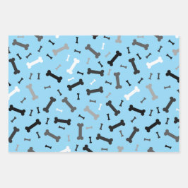 Zwart Wit Grijs Hond Botten Design Inpakpapier Vel