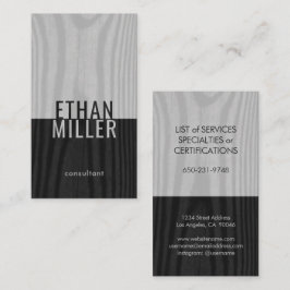 Zwart wit grijs hout Moderne minimale verticale Visitekaartje