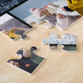 Zwart Wit Grijs Jaar Familienaam 18 Fotocollage Legpuzzel (Zijkant)