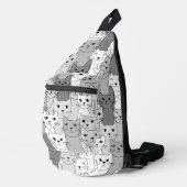 Zwart Wit Grijs Katten Ontwerp Sling Bag (Rechterhoek)