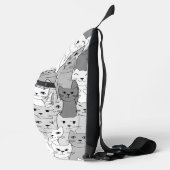 Zwart Wit Grijs Katten Ontwerp Sling Bag (Rechts)
