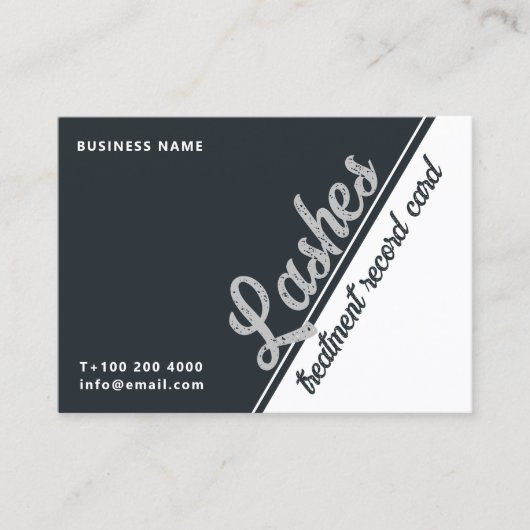 Zwart Wit Grijs Lash Client Extension Map Visitekaartje (Voorkant)