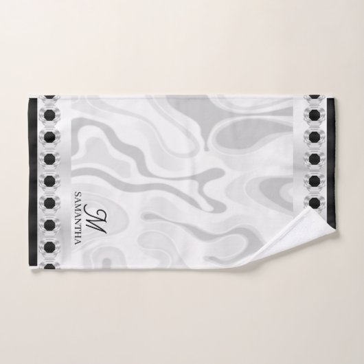 Zwart, wit grijs marmer-effect Minimale geometrisc Bad Handdoek (Handdoek)