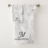 Zwart, wit grijs marmereffect minimaal bad handdoek (Insitu)