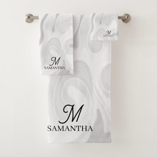 Zwart, wit grijs marmereffect minimaal bad handdoek (Insitu)