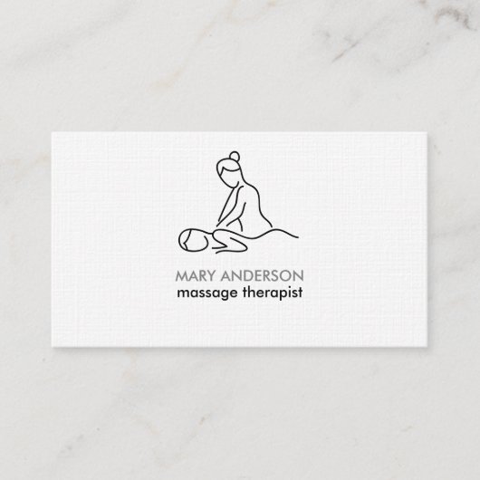 Zwart Wit Grijs Massage Therapie Masseuse Spa Visitekaartje (Voorkant)