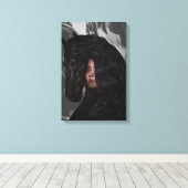 Zwart Wit Grijs Meisje Kunst Canvas Afdruk (Insitu (Houten vloer))