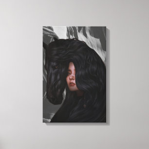zwart wit grijs meisje kunst canvas afdruk