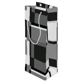 Zwart Wit Grijs Modern Abstract Geometrisch Mannen Wijn Cadeautas (Achterkant Gekanteld)