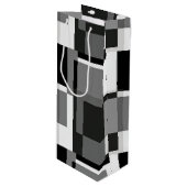Zwart Wit Grijs Modern Abstract Geometrisch Mannen Wijn Cadeautas (Voorkant Gekanteld)