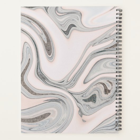 Zwart wit grijs modern monogram Abstract kanton Planner (Achterkant)