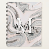 Zwart wit grijs modern monogram Abstract kanton Planner (Voorkant)