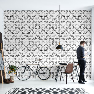 Zwart Wit Grijs Monochromatische Fietsen Design Behang