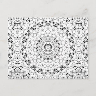 Zwart Wit Grijs Monochroom Mandala Ontwerp Briefkaart