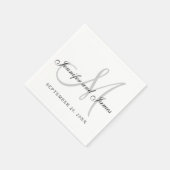 Zwart Wit Grijs Monogram Elegant Script Bruiloft Servet (Hoek)