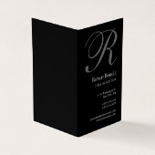 Zwart Wit Grijs Monogram Minimalistisch Duidelijk  Visitekaartje (Buitenkant)