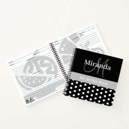 Zwart Wit Grijs Monogram Polka Dot Recept Notitieboek