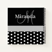 Zwart Wit Grijs Monogram Polka Dot Recept Notitieboek (Achterkant)