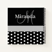 Zwart Wit Grijs Monogram Polka Dots Schets Notitieboek (Achterkant)