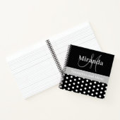 Zwart Wit Grijs Monogram Script Polka Dots Notitieboek (Binnen)