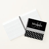 Zwart Wit Grijs Monogram Script Polka Dots Notitieboek (Binnen)