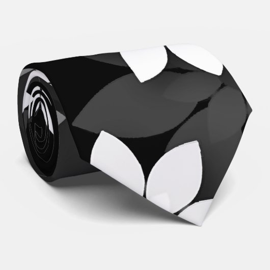 Zwart-wit, grijs naadloos bloempatroon stropdas (Opgerold)