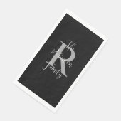 Zwart Wit Grijs Naam Monogram Papier Gastendoek Servet (Hoek)