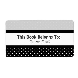 Zwart/Wit/Grijs Polkadots Etiket