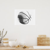 Zwart & Wit Grijs Pop Art Basketbal Print Poster (Keuken)