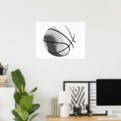 Zwart & Wit Grijs Pop Art Basketbal Print Poster (Thuiskantoor)
