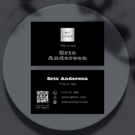 Zwart wit grijs QR code logo Visitekaartje