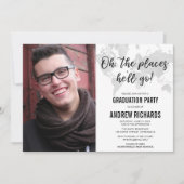 Zwart wit grijs reisthema afstuderen foto kaart (Voorkant)