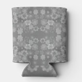 Zwart Wit Grijs Retro Bloemen Waterverf Patroon Blikjeskoeler (Achterkant)