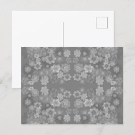 Zwart Wit Grijs Retro Bloemen Waterverf Patroon Briefkaart
