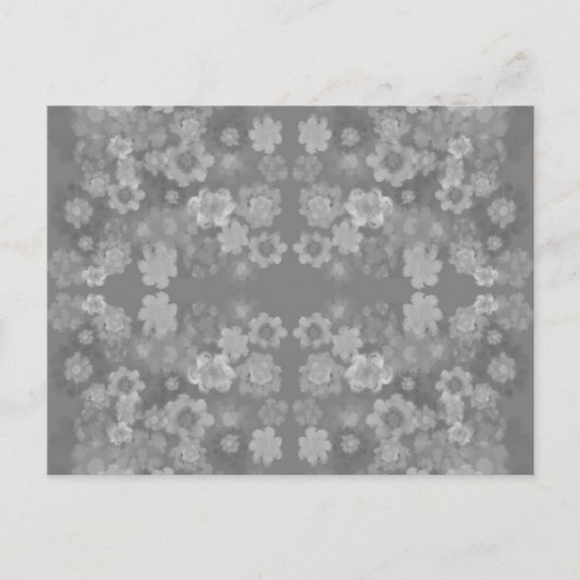 Zwart Wit Grijs Retro Bloemen Waterverf Patroon Briefkaart (Voorkant)