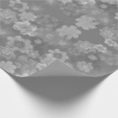 Zwart Wit Grijs Retro Bloemen Waterverf Patroon Cadeaupapier (Hoek)