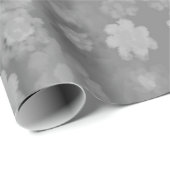 Zwart Wit Grijs Retro Bloemen Waterverf Patroon Cadeaupapier (Rol Hoek)