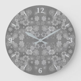 Zwart Wit Grijs Retro Bloemen Waterverf Patroon Grote Klok