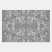 Zwart Wit Grijs Retro Bloemen Waterverf Patroon Inpakpapier Vel (Voorkant 2)