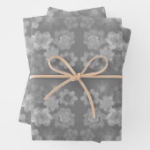 Zwart Wit Grijs Retro Bloemen Waterverf Patroon Inpakpapier Vel (In situ)