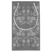 Zwart Wit Grijs Retro Bloemen Waterverf Patroon Klein Cadeauzakje (Achterkant)