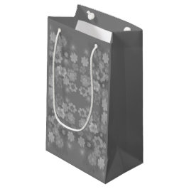 Zwart Wit Grijs Retro Bloemen Waterverf Patroon Klein Cadeauzakje