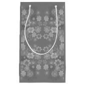 Zwart Wit Grijs Retro Bloemen Waterverf Patroon Klein Cadeauzakje (Voorkant)