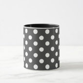 zwart-wit  grijs  retro polka stippen mok (Midden)