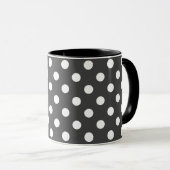 zwart-wit  grijs  retro polka stippen mok (Voorkant rechts)