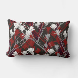 Zwart Wit Grijs & Rode Bloemendesign Kussen